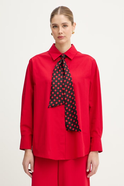 MAX&Co. koszula bawełniana MCOZEBU damska kolor czerwony relaxed z kołnierzykiem klasycznym 2616111021200