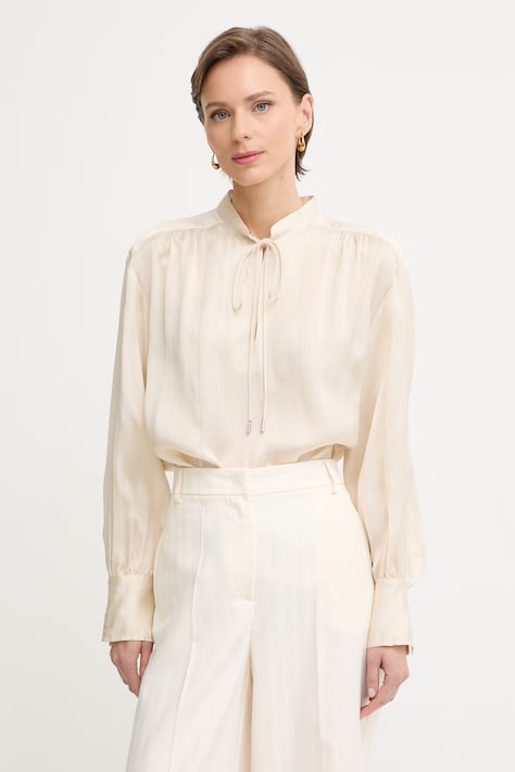 Max&Co. bluzka damska z dodatkiem jedwabiu MCOVALLO beżowa 2616111034200