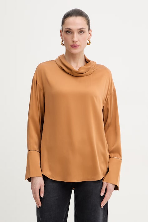 MAX&Co. bluzka MCOSTREET damska kolor brązowy gładka 2616111043200