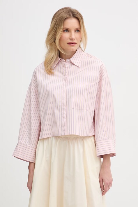 Max&Co. košeľa dámska bavlnená MCOVELOCE ružová s pásikavým vzorom 2616111054200