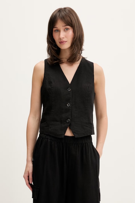 Tommy Jeans kamizelka damska z dodatkiem lnu czarna DW0DW22223