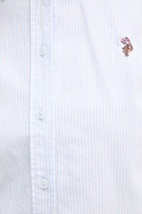 U.S. Polo Assn. koszula STRIPE STRETCH CLASSIC FIT OXFORD damska kolor niebieski regular z kołnierzykiem klasycznym WUP1416