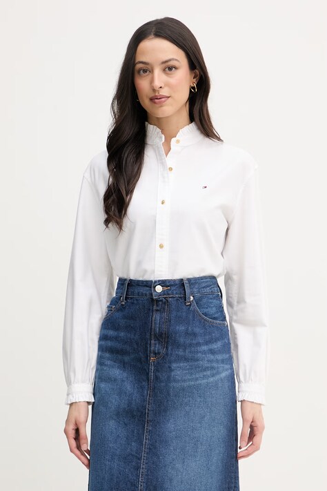 Tommy Hilfiger košulja za žene od pamuka bijela bez uzorka WW0WW48914