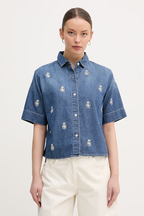 Tommy Hilfiger camicia da donna in jeans blu WW0WW50624