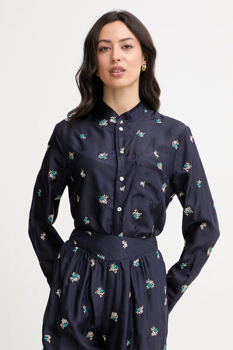 Forte Forte koszula damska jedwabna granatowa w kwiaty 14868.my.shirt
