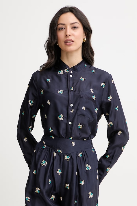 Forte Forte koszula damska jedwabna granatowa w kwiaty 14868.my.shirt