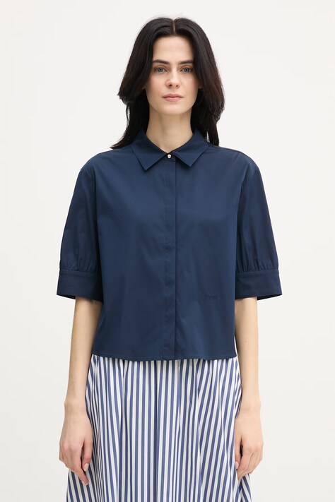 Joop! koszula damska kolor granatowy regular z kołnierzykiem klasycznym 30101365
