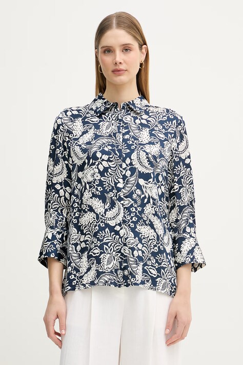 Joop! bluzka kopertowa damska z wiskozy granatowa roślinna 30101841