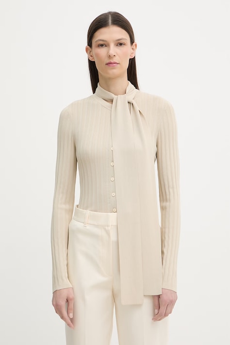 rag & bone longsleeve damski z wiskozy Giana beżowy RG2925H6MVR