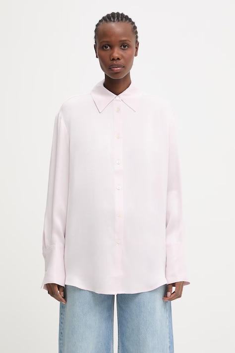 Anine Bing BRIDGET SHIRT - POWDER PINK koszula damska z wiskozy różowa gładka A.07.11947.PKI26