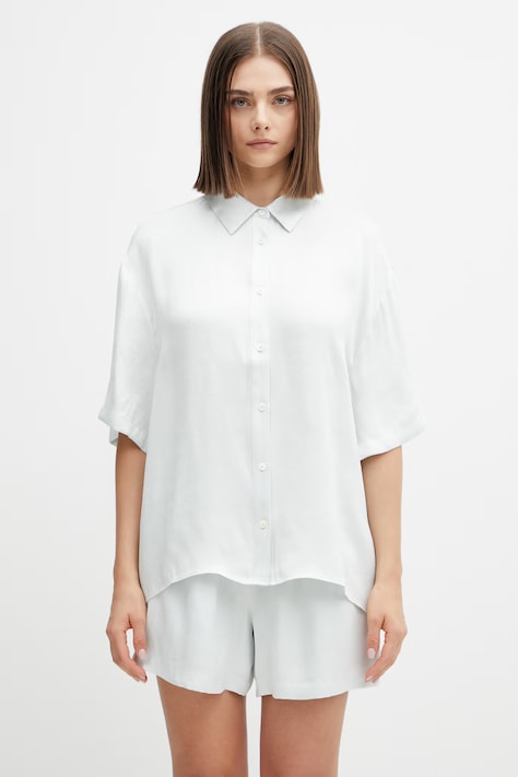 Anine Bing COCO SHIRT - SPRING MINT koszula damska z lyocellu turkusowa gładka A.07.12377.GRN01