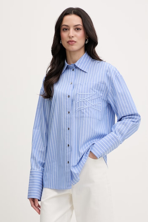Karl Lagerfeld koszula damska bawełniana niebieska w paski B2W11018