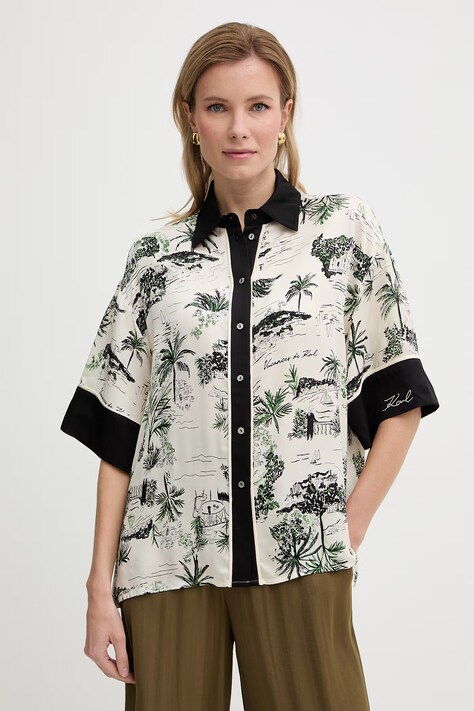 Karl Lagerfeld košile dámská z viskózy béžová B2W11016