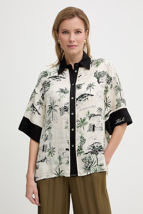 Karl Lagerfeld košile dámská z viskózy béžová B2W11016
