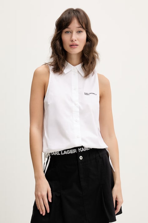 Košeľa Karl Lagerfeld Jeans biela farba, regular, s klasickým golierom, B2W11020