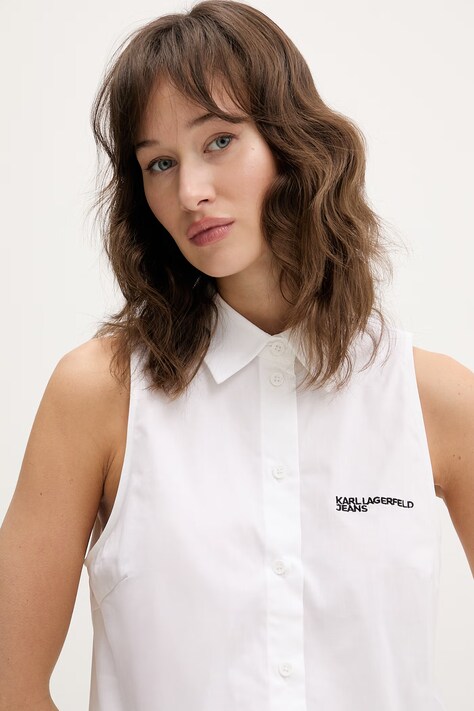 Karl Lagerfeld Jeans koszula damska kolor biały regular z kołnierzykiem klasycznym B2W11020