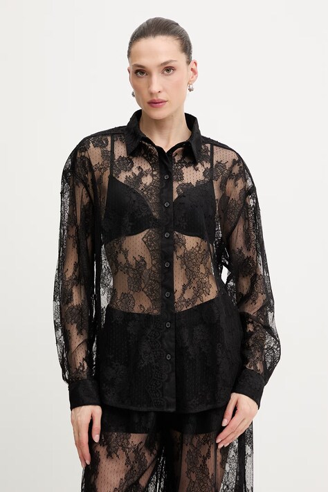 Bardot koszula damska kolor czarny relaxed z kołnierzykiem klasycznym 60360TB