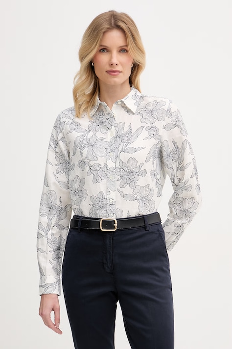 Gant koszula damska z lnem biała w kwiaty 4300637