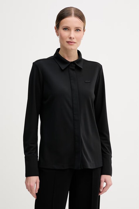 Lacoste koszula damska czarna gładka CF2631