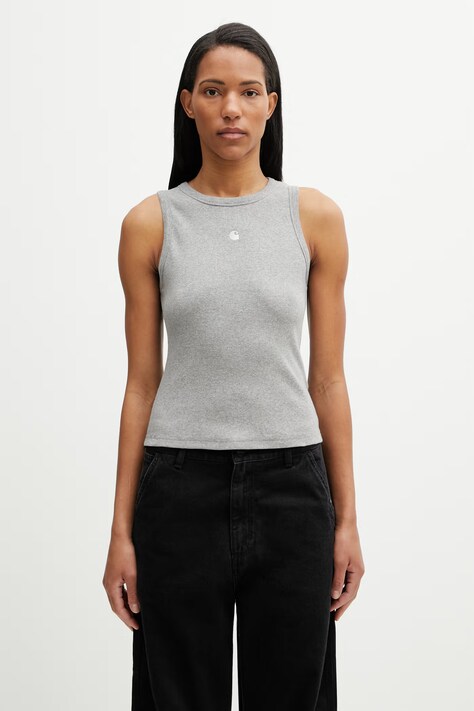 Carhartt WIP W' Philips A-Shirt top bawełniany z elastanem damski szary I034624.V6XX