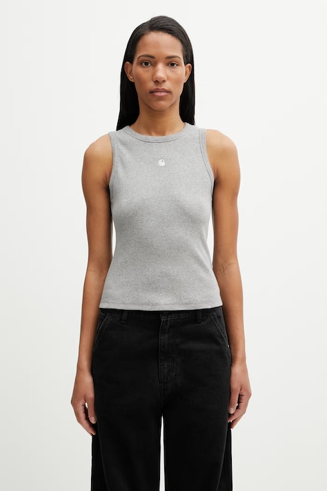 Carhartt WIP W' Philips A-Shirt top bawełniany z elastanem damski szary I034624.V6XX