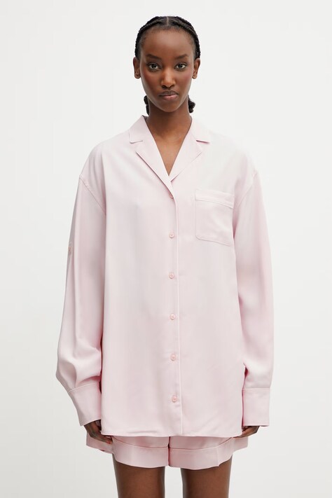 Sportmax Spxcocco košeľa z viskózy dámska ružová hladká 2612191022600