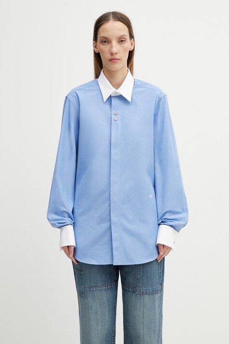 Wales Bonner Portrait koszula damska bawełniana niebieska US26SH07.CO02.400