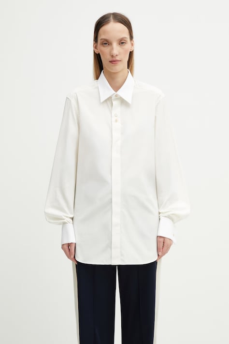 Wales Bonner Portrait koszula bawełniana damska beżowa gładka US26SH07.CO04.110