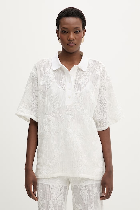 Isabelle Blanche polo damskie bawełniane beżowe IS26SS-C162-T016