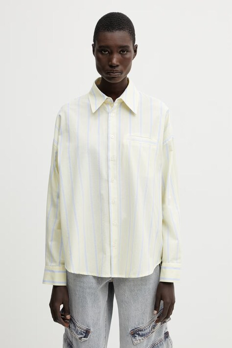 WRSTBHVR Tavi cămașă din bumbac pentru femei galbenă cu carouri U4026SB.3324