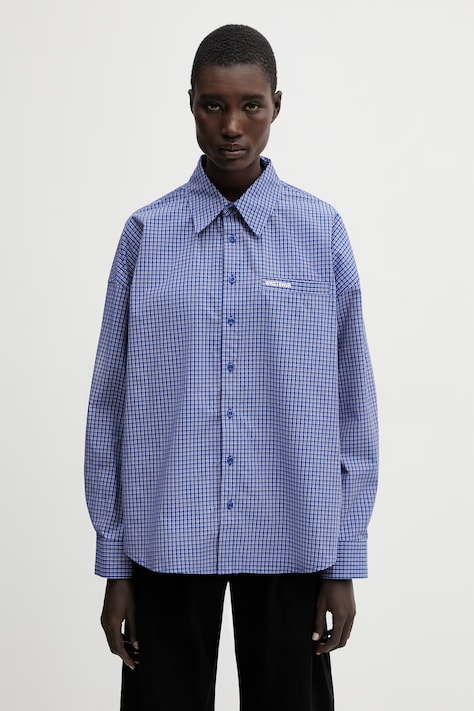 WRSTBHVR Tavi cămașă din bumbac pentru femei violetă cu carouri U4026SB.3324
