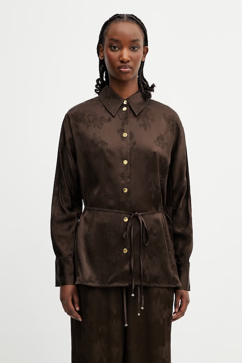 GANNI koszula damska brązowa A1040264
