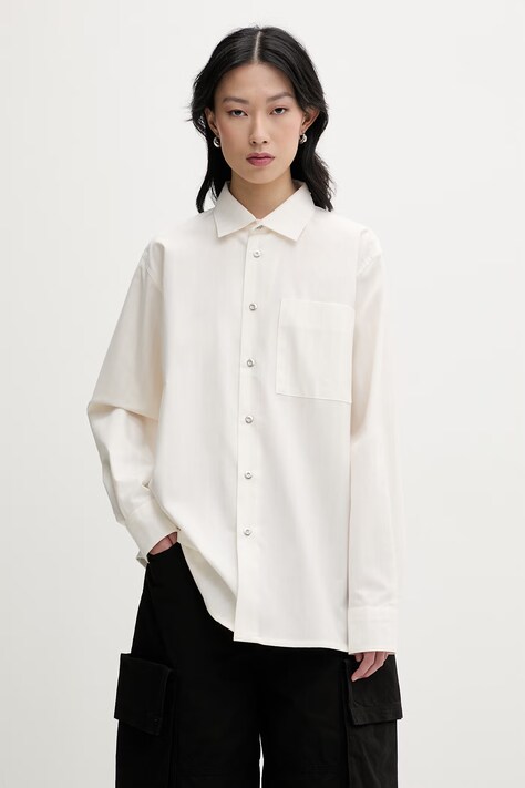 Marimekko koszula damska bawełniana beżowa w paski 095436