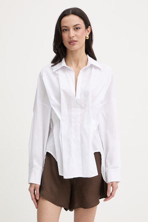 Haveone bluzka gorsetowa damska bawełniana biała gładka CVS-Q037