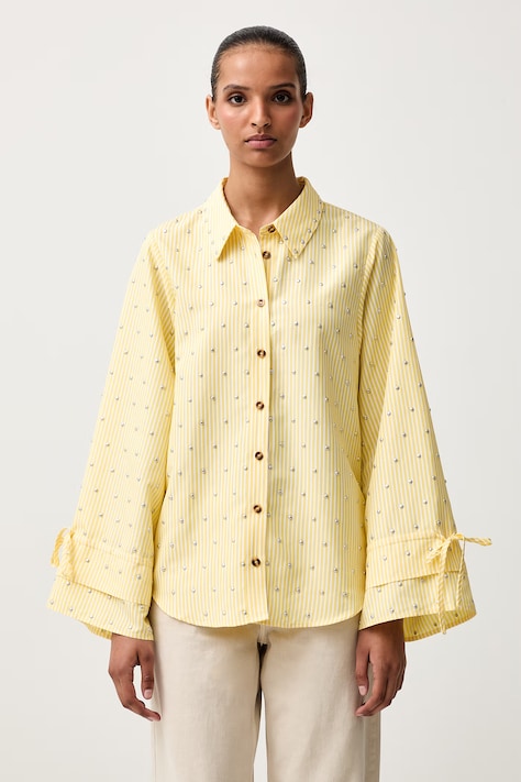 Never Fully Dressed camicia da donna gialla a righe NFDTO3443