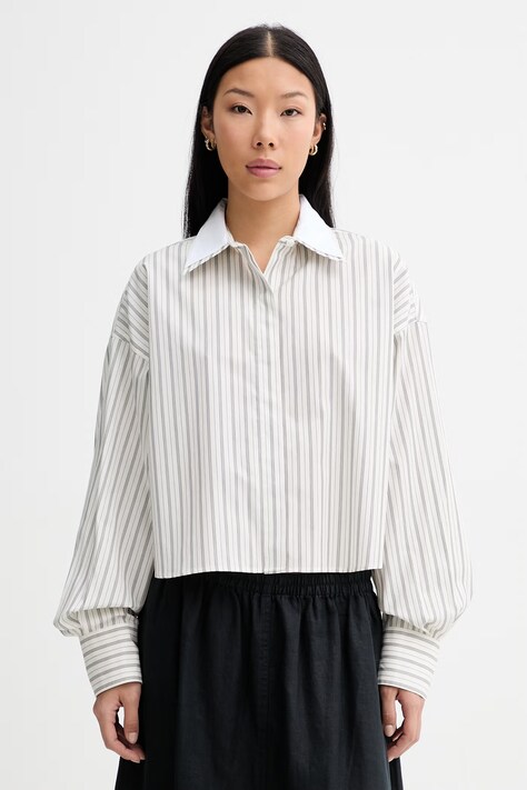 rag & bone koszula damska bawełniana Marin beżowa w paski RA2M26SSMSW