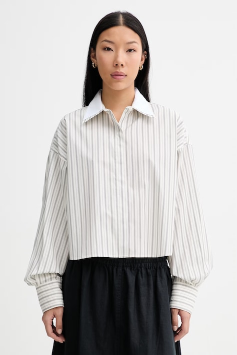 rag & bone koszula damska bawełniana Marin beżowa w paski RA2M26SSMSW