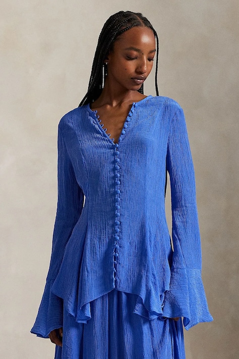 Polo Ralph Lauren koszula damska z lyocellu niebieska gładka 211A96168
