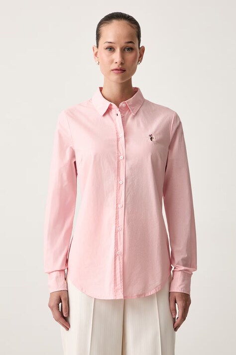 U.S. Polo Assn. koszula damska bawełniana Classic Fit Poplin różowa WUP1306
