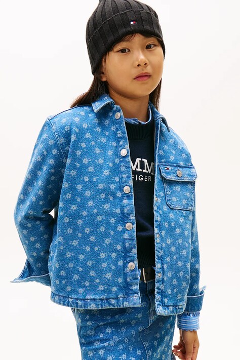 Tommy Hilfiger koszula jeansowa dziecięca kolor niebieski KG0KG09265