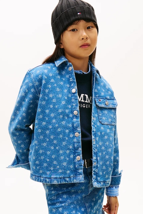 Tommy Hilfiger koszula jeansowa dziecięca kolor niebieski KG0KG09265