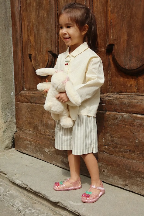 Konges Sløjd camicia di cotone per bambini EVIA CHERRY SHIRT GOTS colore beige KS104795