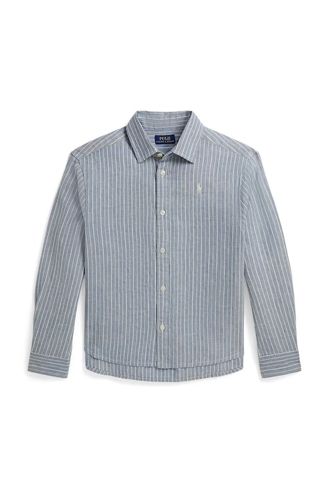 Polo Ralph Lauren сорочка дитяча з льоном блакитна у смужку 313A11983002
