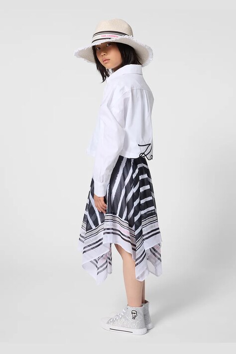 Παιδικό βαμβακερό πουκάμισο Karl Lagerfeld χρώμα: άσπρο, Z31117