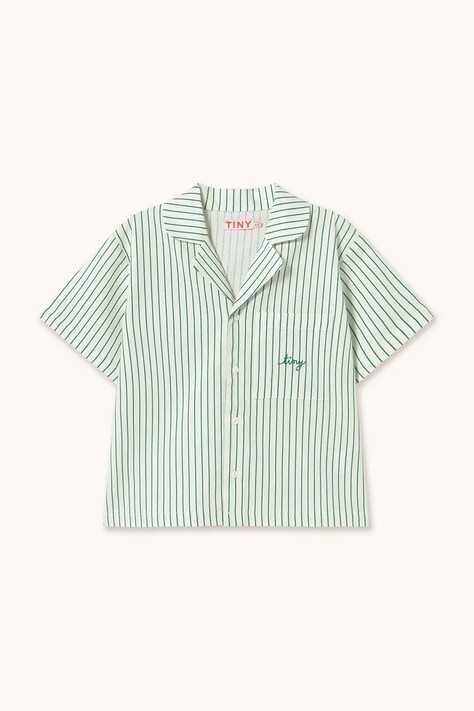 Дитяча сорочка з додаванням льону Tinycottons EMERALD STRIPES SHIRT — фото 2