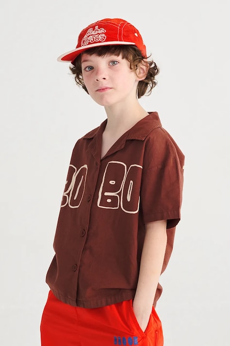 Bobo Choses cămașă de bumbac pentru copii culoarea maro, B126AC141
