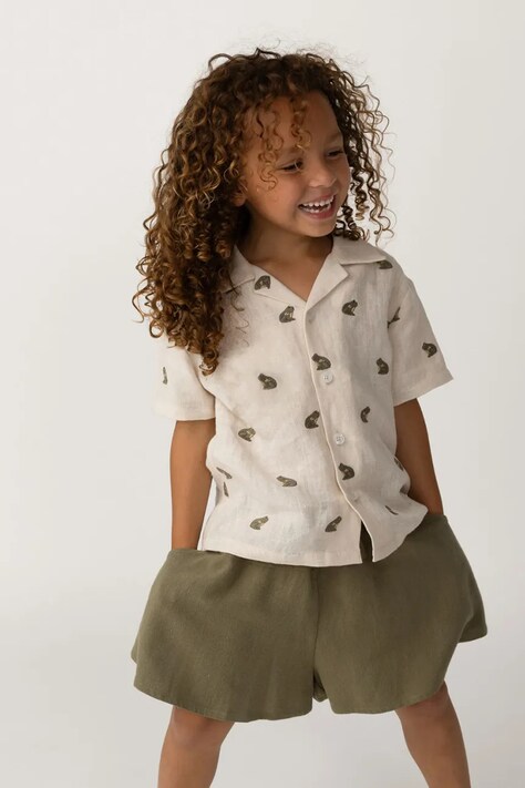Donsje koszula z dodatkiem lnu dziecięca Deccie Shirt Frogs kolor biały 4116801