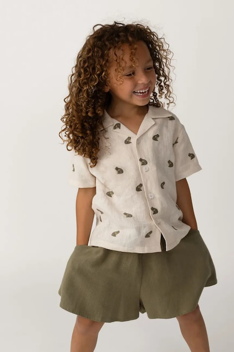 Donsje koszula z dodatkiem lnu dziecięca Deccie Shirt Frogs kolor biały 4116801