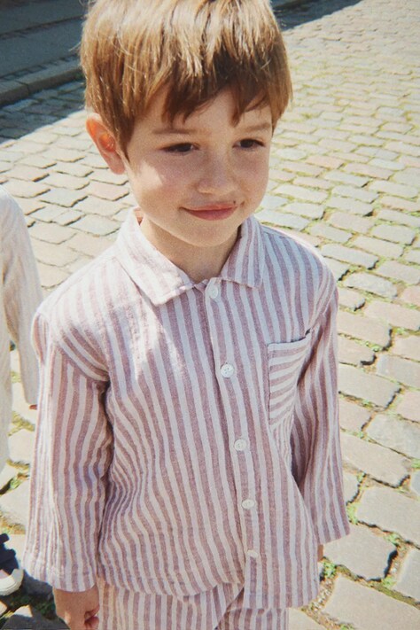 Konges Sløjd риза за деца от памук ELY SHIRT GOTS бордо на райе KS105216