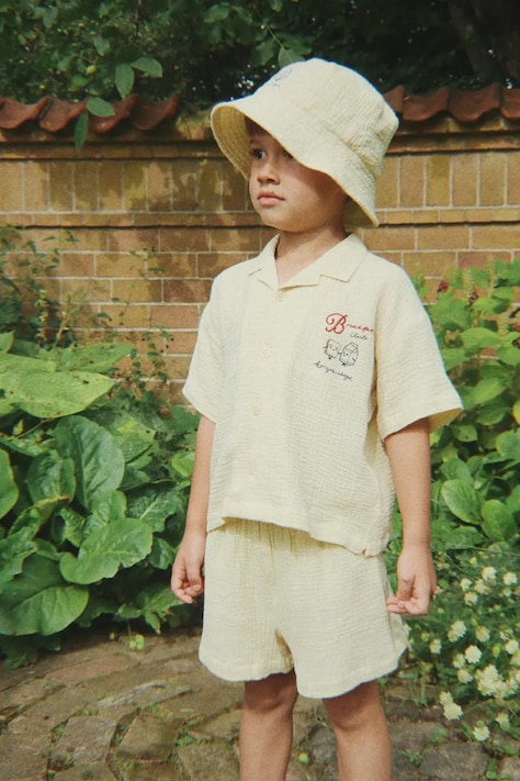 Konges Sløjd camicia per bambini in cotone COCO SHIRT GOTS beige con stampa KS105325